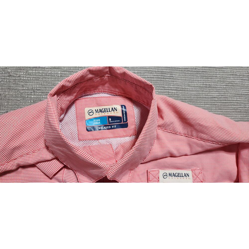 Magellan‎ Outdoors Men’s Fishing Shirt Long Sleeve Button Front Red White Small - Picture 6 of 12